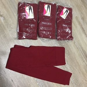 RED Fleece Lined Super Comfy Cable Knit Leggings
